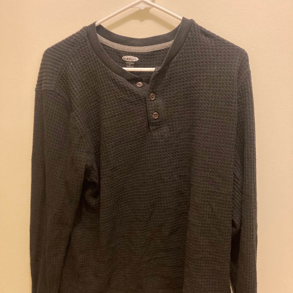 Old Navy Black Waffle Knit Top